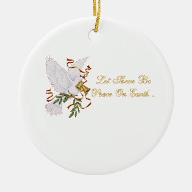 let there be peace on earth ceramic tree decoration (Front)