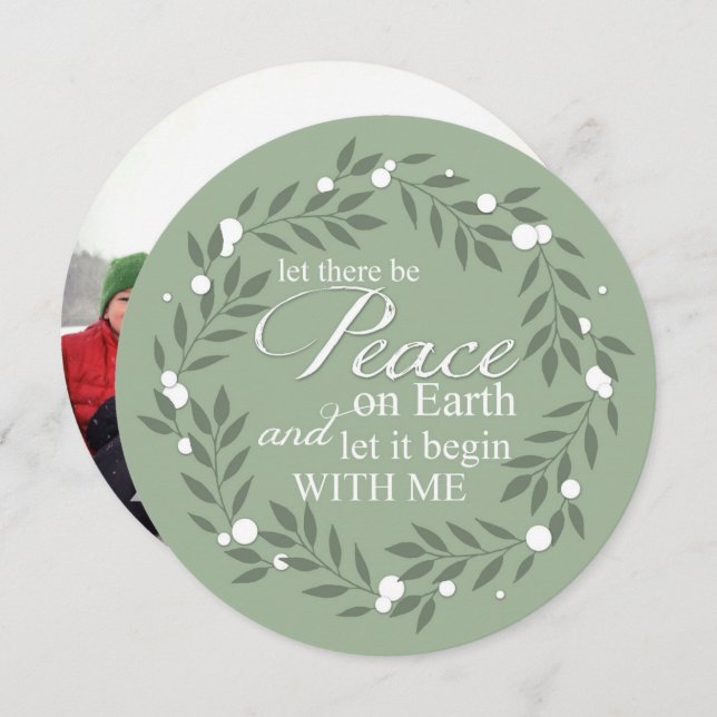 Let There Be Peace On Earth Custom Photo Holiday Card (Front/Back)