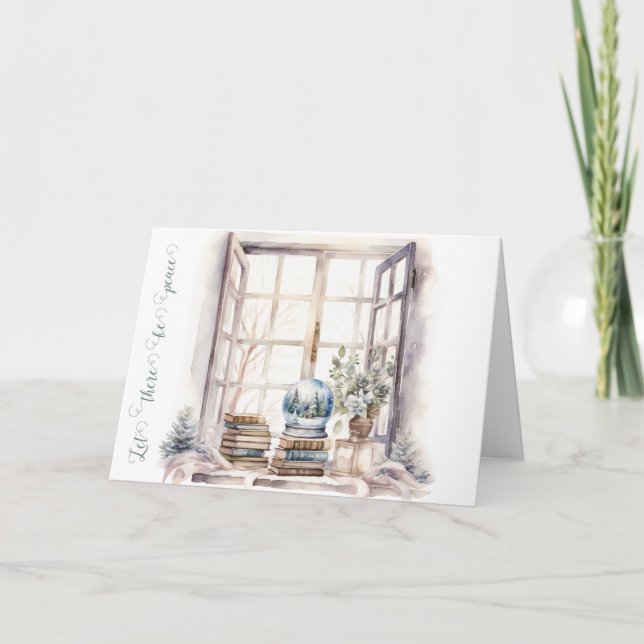 Let There Be Peace Snow Globe Holiday Card (Front)