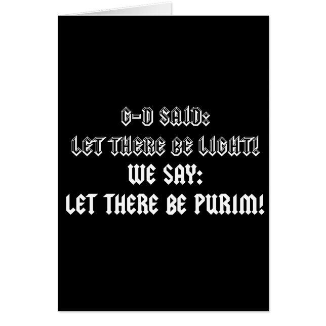LET THERE BE PURIM (Front)