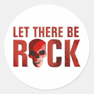 let there be rock skull red classic round sticker