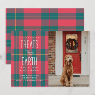 Let There Be Treats on Earth Pet Photo Holiday Invitation