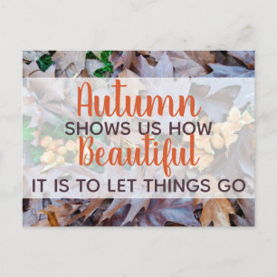 let things go Autumn fallen leaves brown foliage Postcard