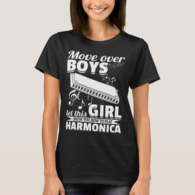 Let This Girl Show You How To Play Harmonica Music T-Shirt (Front)