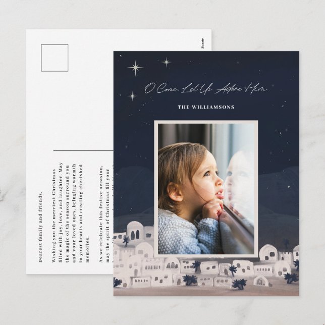 Let Us Adore Him Bethlehem Religious Christmas Holiday Postcard (Front/Back)