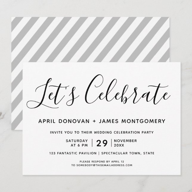 Let us Celebrate Typography Wedding Invitation (Front/Back)