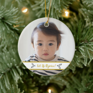 Let Us Rejoice   Baby's 1st Christmas Photo   Ceramic Tree Decoration