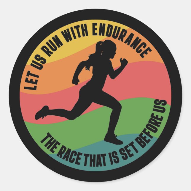 Let Us Run with Endurance The Race - Christian Classic Round Sticker (Front)