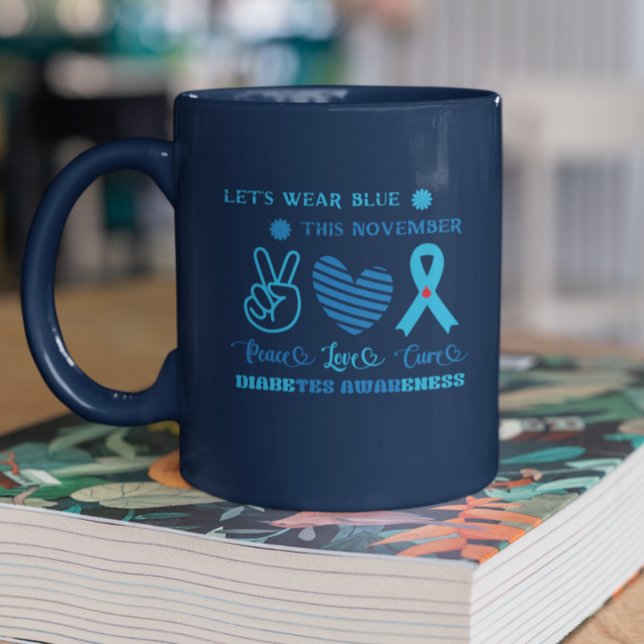 Let Us Wear Blue This November-Diabetes Awareness  Two-Tone Coffee Mug (Creator Uploaded)