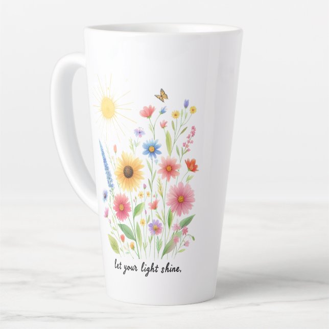 Let you light shine flowers and sun latte mug (Left Angle)