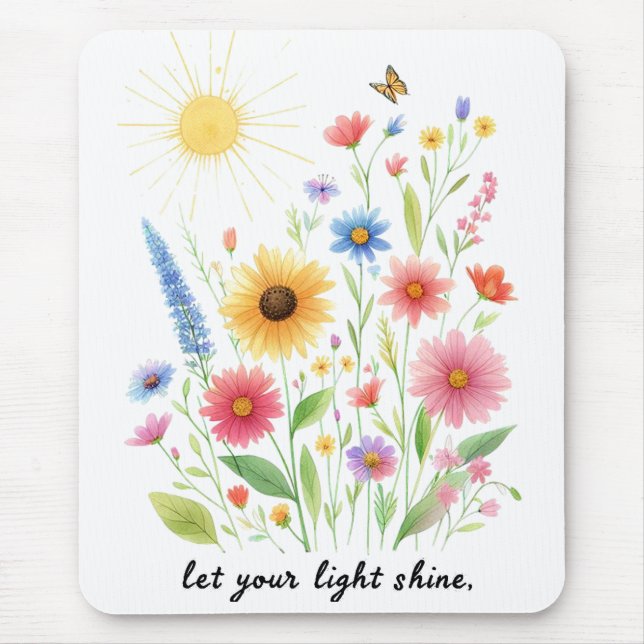 Let you light shine flowers and sun mouse mat (Front)