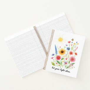 Let you light shine flowers and sun notebook