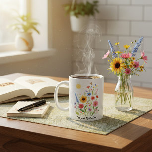 Let you light shine flowers and sun personalised coffee mug