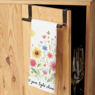 Let you light shine flowers and sun tea towel
