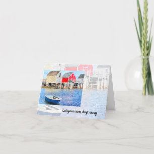 Let your cares drift away~Blue Rocks Fishing Shack Thank You Card