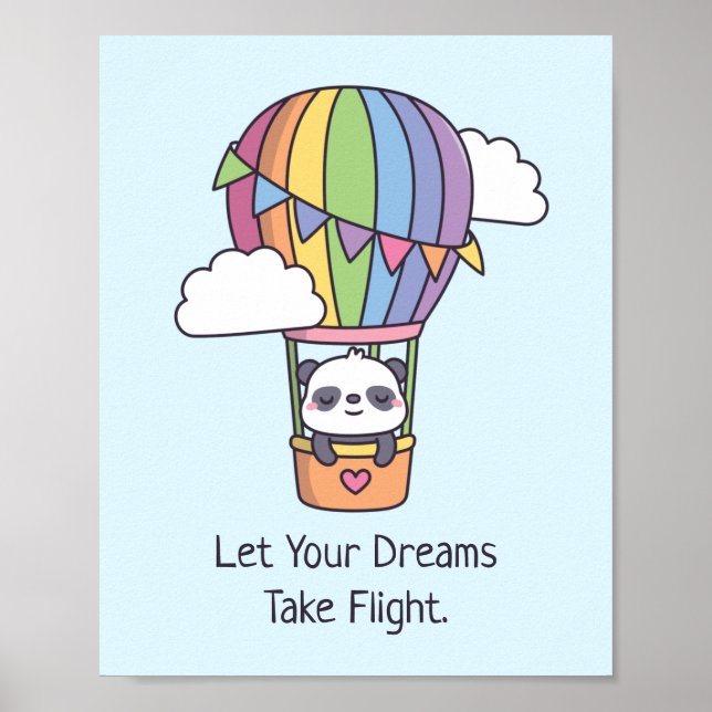 Let Your Dreams Take Flight, Rainbow Air Balloon Poster (Front)
