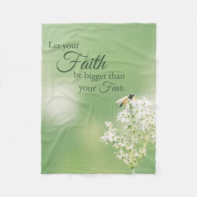"Let your Faith…" Christian Quote Floral Flower Fleece Blanket (Front)