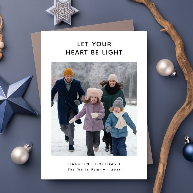 Let Your Heart Be Light Family Photo Christmas Holiday Card (Creator Uploaded)
