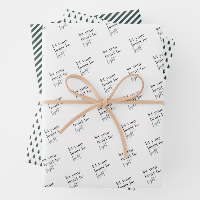 Let Your Heart Be Light Green Christmas Wrapping Paper Sheet (In situ)