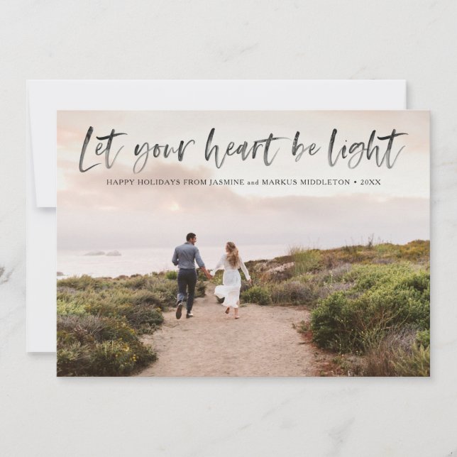 Let Your Heart Be Light Overlay in Black Holiday Card (Front)