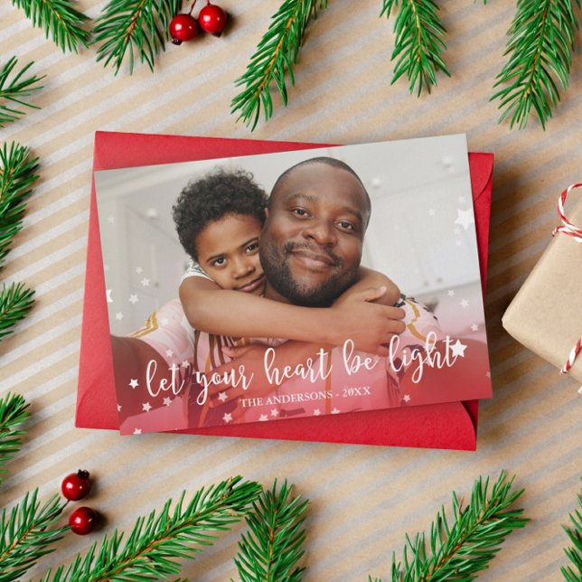 Let Your Heart Be Light Red Holiday Photo (Creator Uploaded)