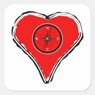 Let your heart be your compass square sticker