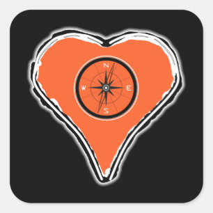 Let your heart be your compass square sticker