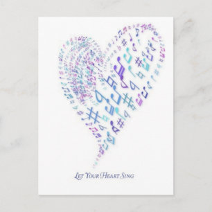 Let Your Heart Sing - Heart made of musical notes Postcard