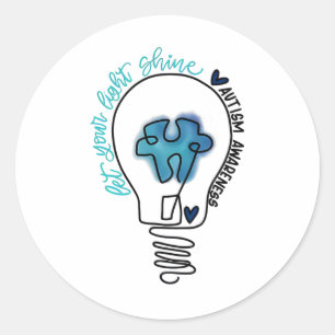 Let Your Light Shine Autism Awareness 1  Classic Round Sticker