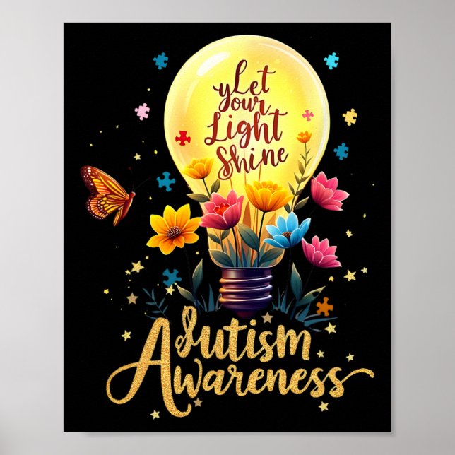 Let Your Light Shine Autism Awareness 3  Poster (Front)