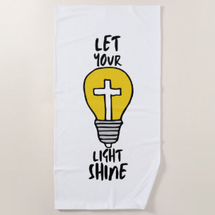 Let Your Light Shine Bible Cross Beach Towel