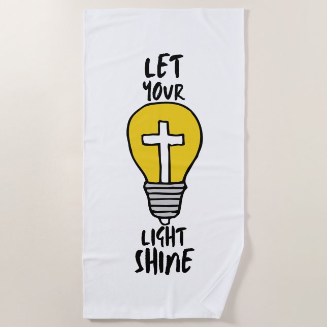 Let Your Light Shine Bible Cross Beach Towel (Front)