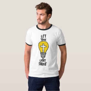 Let Your Light Shine Bible Cross Men's Ringer T-Shirt