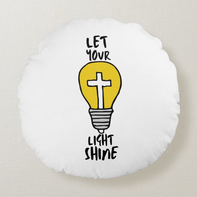 Let Your Light Shine Bible Cross Round Cushion (Front)