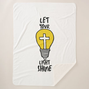 Let Your Light Shine Bible Cross Sherpa Blanket