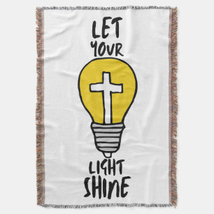 Let Your Light Shine Bible Cross Throw Blanket