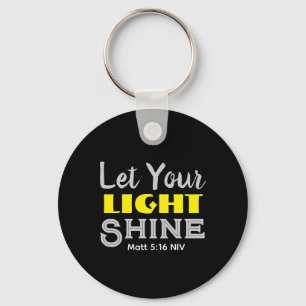 Let Your Light Shine Bible Verse Black and Yellow Key Ring