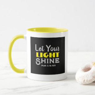 Let Your Light Shine Bible Verse Yellow Black  Mug