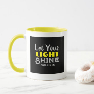 Let Your Light Shine Bible Verse Yellow Black  Mug