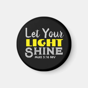 Let Your Light Shine Bible Verse Yellow Cute Black Magnet