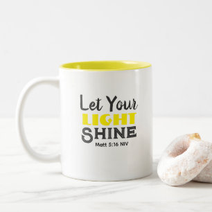 Let Your Light Shine Bible Verse Yellow Cute Two-Tone Coffee Mug