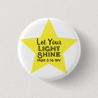 Let Your Light Shine Bible Verse Yellow Star 3 Cm Round Badge