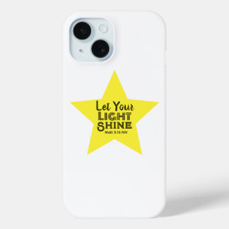 Let Your Light Shine Bible Verse Yellow Star iPhone 15 Case