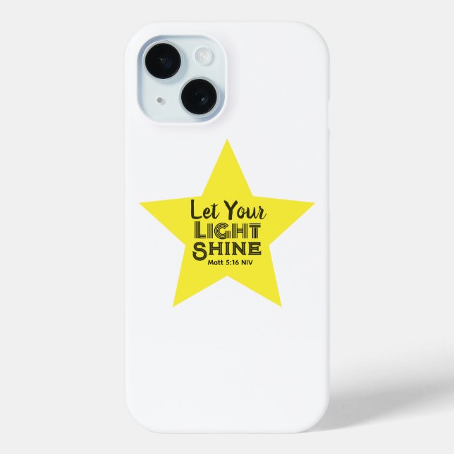Let Your Light Shine Bible Verse Yellow Star Case-Mate iPhone Case (Back)