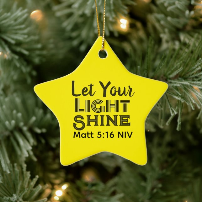 Let Your Light Shine Bible Verse Yellow Star Ceramic Tree Decoration (Tree)