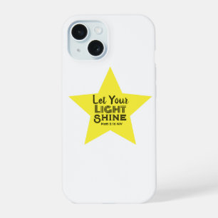 Let Your Light Shine Bible Verse Yellow Star iPhone 15 Case