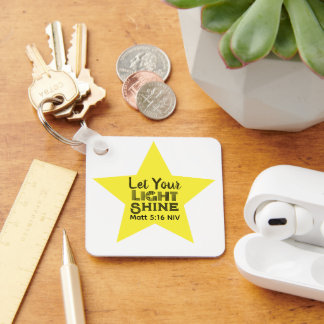 Let Your Light Shine Bible Verse Yellow Star Key Ring