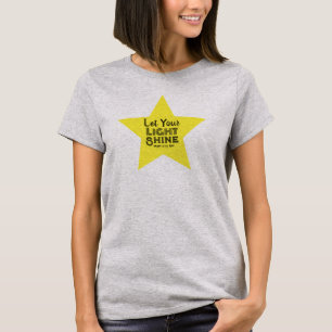 Let Your Light Shine Bible Verse Yellow Star T-Shirt