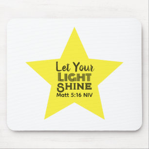 Let Your Light Shine Bible Verse Yellow Star White Mouse Mat