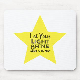 Let Your Light Shine Bible Verse Yellow Star White Mouse Mat